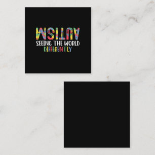 Carte De Visite Carré L'Autisme Voit Le Monde Différemment L'Autisme