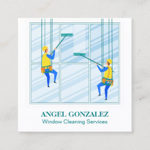 Carte De Visite Carré Lavage de fenêtres à haute altitude