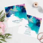 Carte De Visite Carré Lavande Abstraite en encre bleue