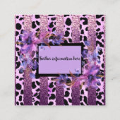 Carte De Visite Carré Lavande et rose empreinte de léopard design sassy (Dos)