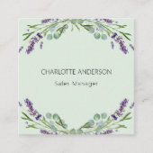 Carte De Visite Carré Lavande fleurs violet vert code QR (Devant)