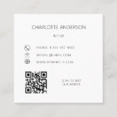 Carte De Visite Carré Lavande fleurs violette photo code QR (Dos)