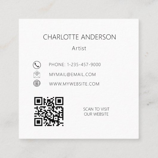 Carte De Visite Carré Lavande fleurs violette photo code QR (Dos)