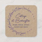 Carte De Visite Carré Lavande Florale Rustique Coeurs Wreath (Devant)