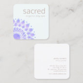 Carte De Visite Carré Lavande Lotus Flower Mandala (Devant / Derrière)