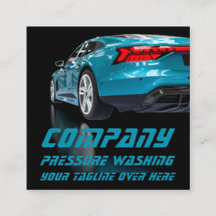 Carte De Visite Carré Lave-linge de voiture mobile à pression noire mode