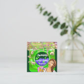 Carte De Visite Carré Lave-linge Services de nettoyage QRCode Green (Debout devant)