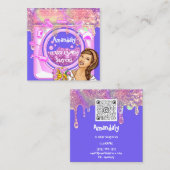 Carte De Visite Carré Lave-linge Services de nettoyage QRCode Logo Bleu (Devant / Derrière)