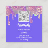 Carte De Visite Carré Lave-linge Services de nettoyage QRCode Logo Bleu (Dos)