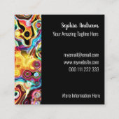 Carte De Visite Carré Lave psychédélique Abstraite Retro Arc-en-ciel (Dos)