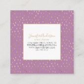 Carte De Visite Carré Lavender Gold Raindrop Moderne Monogramme tendance (Dos)