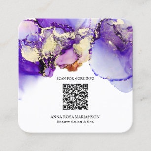 Carte De Visite Carré *~* LAVENDER QR CODE Yummy Gold Bold AP29