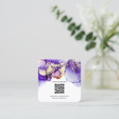 Carte De Visite Carré *~* LAVENDER QR CODE Yummy Gold Bold AP29 (Debout devant)