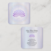 Carte De Visite Carré *~* Lavender Rays Reiki Energy Healing Lotus (Devant / Derrière)
