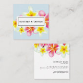 Carte De Visite Carré Le beau Plumeria fleurit l'accent tropical (Devant / Derrière)