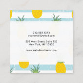 Carte De Visite Carré Le blanc bleu à la mode barre le motif d'ananas (Dos)