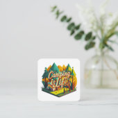 Carte De Visite Carré Le camping est la vie (Debout devant)