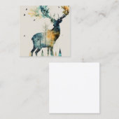 Carte De Visite Carré Le cerf d'aquarelle dans la forêt (Devant / Derrière)