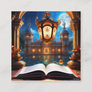 Carte De Visite Carré Le livre magique dans un monde utopique mystérieux