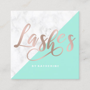 Carte De Visite Carré Le marbre élégant moderne et l'or rose fouette