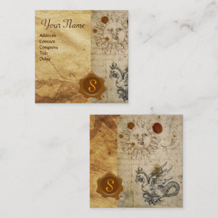Carte De Visite Carré LE MONogramme SUN, LUNE ET BASILISE DE SCEAU DE CI