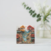 Carte De Visite Carré Le papier superposé paysage de falaises chinoises (Debout devant)