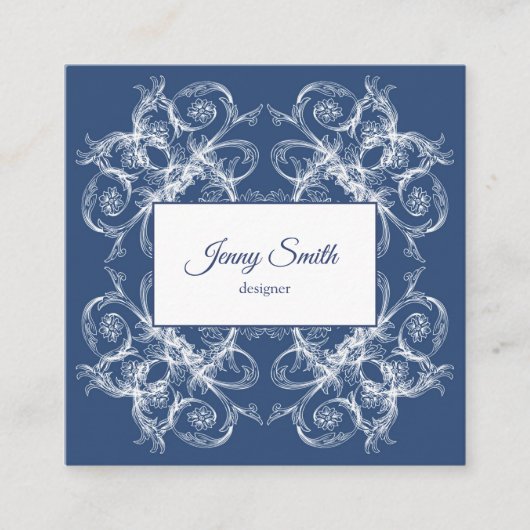 Carte De Visite Carré Le rétro baroque floral (Devant)