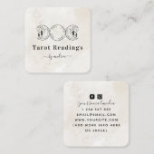 Carte De Visite Carré Lecteur de Marbre blanc Boho Triple Moon Energy He (Devant / Derrière)