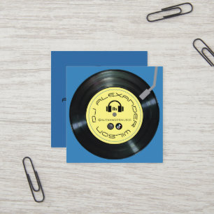 Carte De Visite Carré Lecteur de vinyle DJ Sky Blue