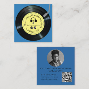 Carte De Visite Carré Lecteur Vinyle DJ Ciel Bleu Photo QR