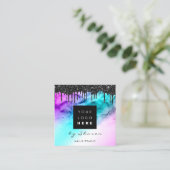 Carte De Visite Carré Lecteurs noirs 6 pointes QRCodeLogo Clou à cheveux (Debout devant)