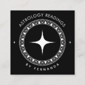 Carte De Visite Carré Lectures d'astrologie Noir & Blanc Étincelle Mysti (Devant)