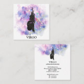 Carte De Visite Carré *~* Lectures d'astrologie Zodiac VIRGO en bleu ros (Devant / Derrière)
