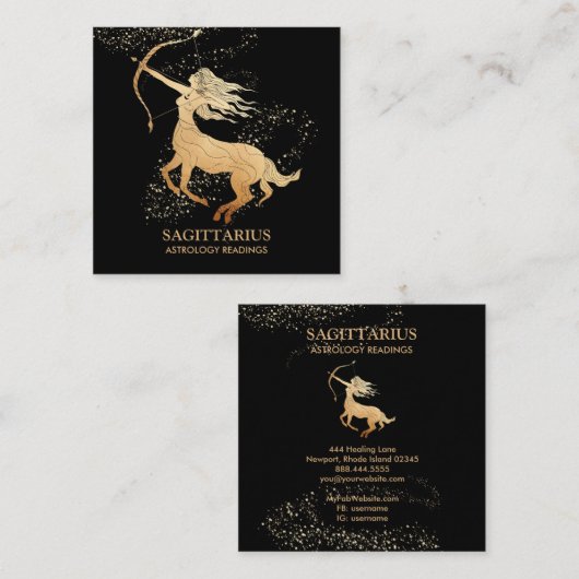Carte De Visite Carré *~* Lectures d'astrologie zodiaque SAGITTARIUS sur (Devant / Derrière)