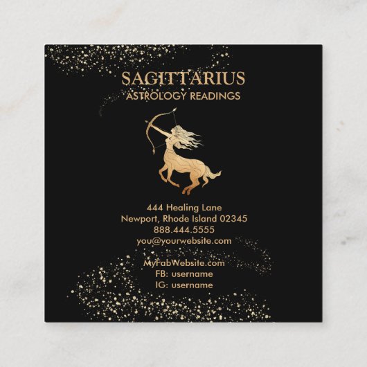 Carte De Visite Carré *~* Lectures d'astrologie zodiaque SAGITTARIUS sur (Dos)