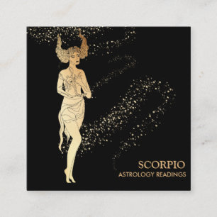 Carte De Visite Carré *~* Lectures d'astrologie zodiaque SCORPIO en noir