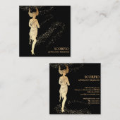 Carte De Visite Carré *~* Lectures d'astrologie zodiaque SCORPIO en noir (Devant / Derrière)