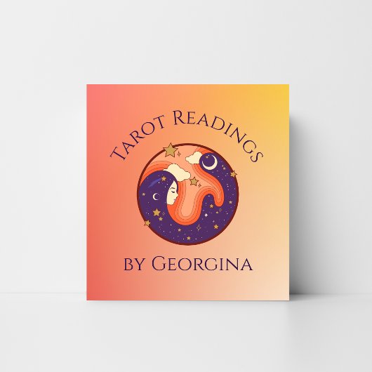 Carte De Visite Carré Lectures de Tarot Cosmique Mystical Witchy Orange