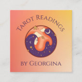 Carte De Visite Carré Lectures de Tarot Cosmique Mystical Witchy Orange (Devant)