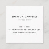 Carte De Visite Carré Léger vert bordure blanche logo personnalisé minim (Dos)