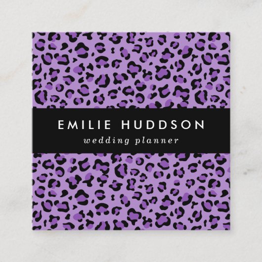Carte De Visite Carré Leopard Print, Léopard Spots, Purple Leopard (Devant)
