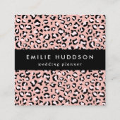Carte De Visite Carré Léopard Print, Léopard Spots, Rose Léopard (Devant)