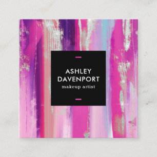 Carte De Visite Carré Les brosses à parties scintillant rose et argent m