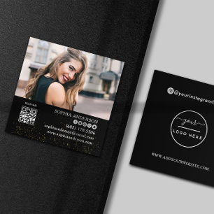 Carte De Visite Carré Les médias sociaux modernes ajouter votre logo pho