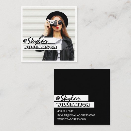 Carte De Visite Carré Les médias sociaux modernes et branchés Suivez-moi (Devant / Derrière)