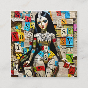 Carte De Visite Carré Les mots croisés détaillés sont la poupée parfaite