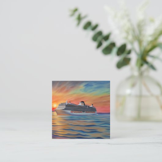 Carte De Visite Carré Les paquebots de croisière offrent un moyen luxueu (Debout devant)