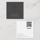 Carte De Visite Carré Letterpress professionnel abstrait code Qr floral (Devant / Derrière)