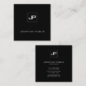 Carte De Visite Carré LETTRE BLANCHE NOIRE MODÈLE MODÈLE NOIR Modèle (Devant / Derrière)