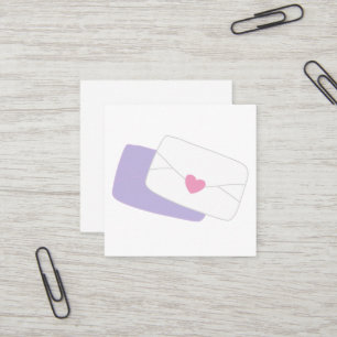 Carte De Visite Carré Lettre d'amour romantique avec sceau de cœur